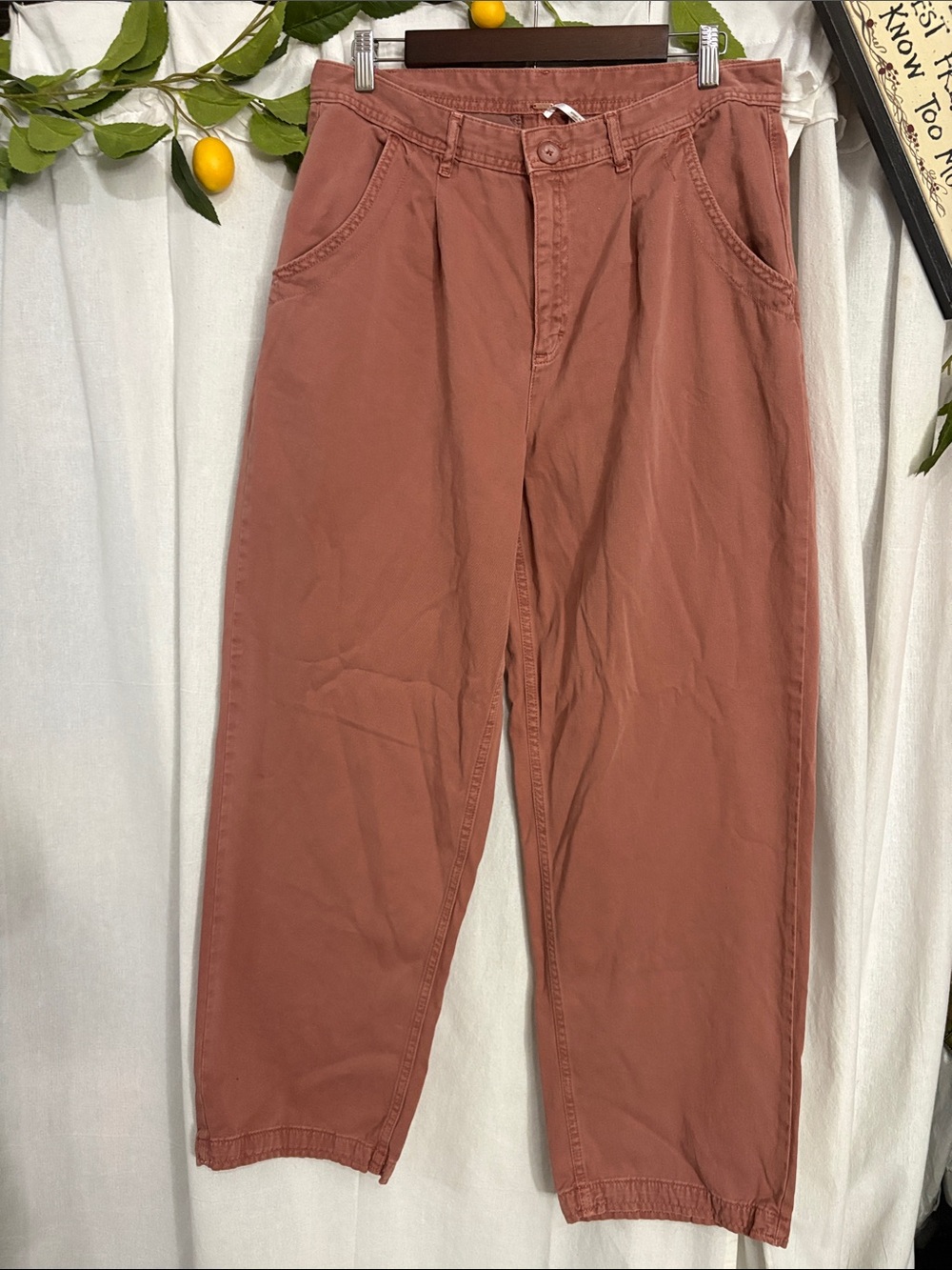 Free People Cya Later Skate Trousers Barrel Pants in Dusty Rose size 12